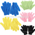 Guantes de nylon del masaje de los colores surtidos de la venta caliente, guantes exfoliantes del baño de la ducha